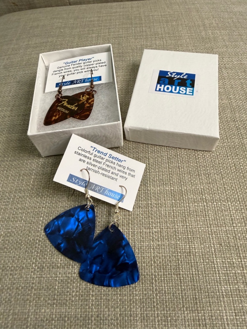 Guitar pick earrings